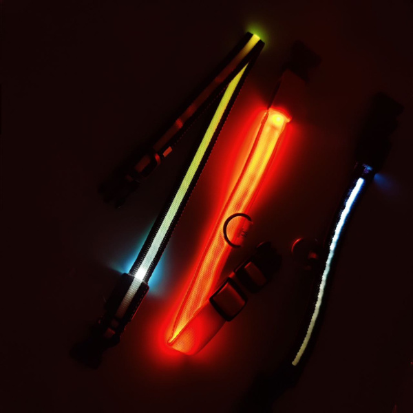 Светящийся ошейник для собак (3 режима) Glowing Dog Collar Оранжевый М (MAX 45 sm)